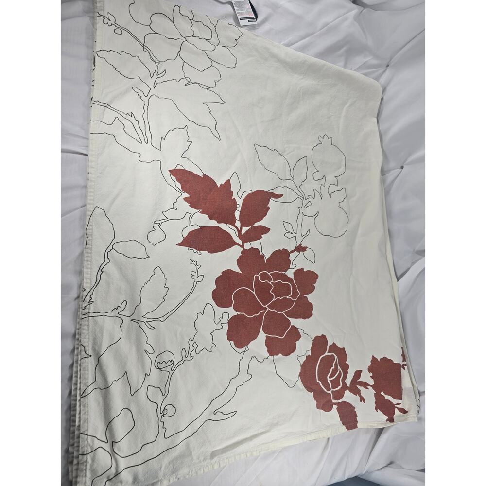 DwellStudio for Target Flat Sheet Red Floral Line Art Modern Botanical Cotton